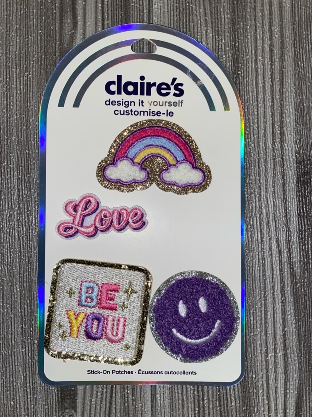 claire's Rainbow & Love Stick-On Patch Set - Purple, Pink, Gold, White